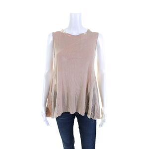 Kaelen Womens Scoop Neck Knit Layered Tank Top Beige Size Medium